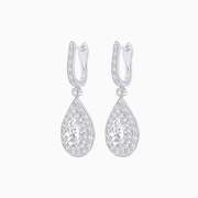 Art Deco Inspired Pear Shape Double Halo Drop Earrings - Shahin Jewelry