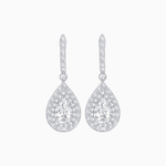 Load image into Gallery viewer, Art Deco Inspired Pear Shape Double Halo Drop Earrings - Shahin Jewelry