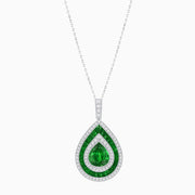 Art Deco Inspired Pear Shape French-Cut Gemstone Pendant - Shahin Jewelry