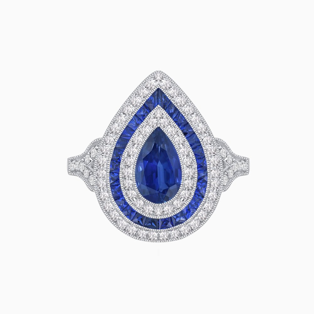 Art Deco Inspired Pear Shape Gemstone Ring - Shahin Jewelry