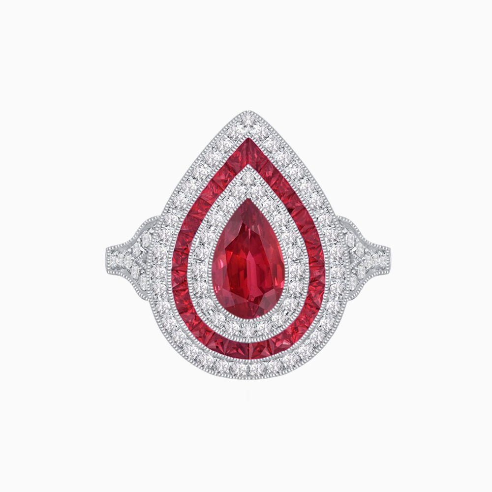 Art Deco Inspired Pear Shape Gemstone Ring - Shahin Jewelry