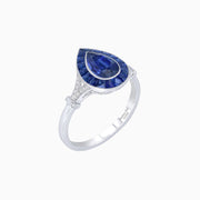 Art Deco Inspired Pear Shape Gemstone Ring - Shahin Jewelry