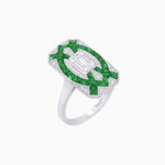 Load image into Gallery viewer, Art Deco Inspired Rectangle Cocktail Ring with Emerald Cut Diamond - Shahin Jewelry
