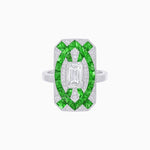 Load image into Gallery viewer, Art Deco Inspired Rectangle Cocktail Ring with Emerald Cut Diamond - Shahin Jewelry
