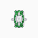 Load image into Gallery viewer, Art Deco Inspired Rectangle Cocktail Ring with Emerald Cut Diamond - Shahin Jewelry
