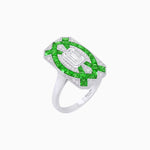 Load image into Gallery viewer, Art Deco Inspired Rectangle Cocktail Ring with Emerald Cut Diamond - Shahin Jewelry
