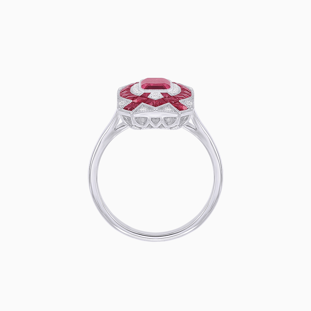 Art Deco Inspired Rectangle Cocktail Ring with Emerald Cut Gemstone - Shahin Jewelry