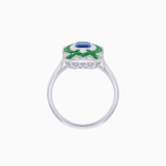 Load image into Gallery viewer, Art Deco Inspired Rectangle Cocktail Ring with Emerald Cut Gemstone - Shahin Jewelry
