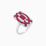 Load image into Gallery viewer, Art Deco Inspired Rectangle Cocktail Ring with Emerald Cut Gemstone - Shahin Jewelry
