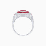 Load image into Gallery viewer, Art Deco Inspired Round Center Octagonal Calibré-Cut Halo Engagement Ring - Shahin Jewelry