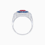 Load image into Gallery viewer, Art Deco Inspired Round Center Octagonal Calibré-Cut Halo Engagement Ring - Shahin Jewelry
