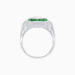 Load image into Gallery viewer, Art Deco Inspired Round Center Octagonal Calibré-Cut Halo Engagement Ring - Shahin Jewelry