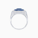 Load image into Gallery viewer, Art Deco Inspired Round Center Octagonal Calibré-Cut Halo Engagement Ring - Shahin Jewelry