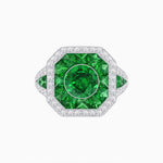 Load image into Gallery viewer, Art Deco Inspired Round Center Octagonal Calibré-Cut Halo Engagement Ring - Shahin Jewelry