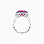 Load image into Gallery viewer, Art Deco Inspired Round Cut Cocktail Ring with Calibré Gemstone Halo - Shahin Jewelry
