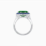 Load image into Gallery viewer, Art Deco Inspired Round Cut Cocktail Ring with Calibré Gemstone Halo - Shahin Jewelry