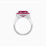 Load image into Gallery viewer, Art Deco Inspired Round Cut Cocktail Ring with Calibré Gemstone Halo - Shahin Jewelry