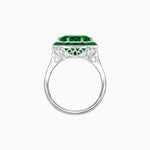 Load image into Gallery viewer, Art Deco Inspired Round Cut Cocktail Ring with Calibré Gemstone Halo - Shahin Jewelry
