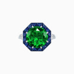 Load image into Gallery viewer, Art Deco Inspired Round Cut Cocktail Ring with Calibré Gemstone Halo - Shahin Jewelry