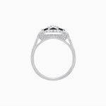 Load image into Gallery viewer, Art Deco Inspired Round Cut Halo Ring with Calibré Gemstone Accents - Shahin Jewelry