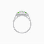 Load image into Gallery viewer, Art Deco Inspired Round Cut Halo Ring with Calibré Gemstone Accents - Shahin Jewelry