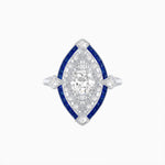 Load image into Gallery viewer, Art Deco Inspired Round Cut Navette Gemstone Cocktail Ring - Shahin Jewelry