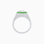 Load image into Gallery viewer, Art Deco Inspired Round Cut Ring with Octagonal Calibré-Cut Gemstone Halo - Shahin Jewelry