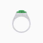 Load image into Gallery viewer, Art Deco Inspired Round Cut Ring with Octagonal Calibré-Cut Gemstone Halo - Shahin Jewelry