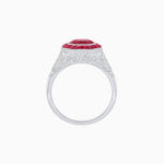 Load image into Gallery viewer, Art Deco Inspired Round Cut Ring with Octagonal Calibré-Cut Gemstone Halo - Shahin Jewelry