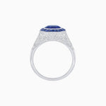 Load image into Gallery viewer, Art Deco Inspired Round Cut Ring with Octagonal Calibré-Cut Gemstone Halo - Shahin Jewelry