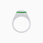 Load image into Gallery viewer, Art Deco Inspired Round Cut Ring with Octagonal Calibré-Cut Gemstone Halo - Shahin Jewelry