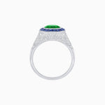 Load image into Gallery viewer, Art Deco Inspired Round Cut Ring with Octagonal Calibré-Cut Gemstone Halo - Shahin Jewelry