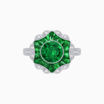 Load image into Gallery viewer, Art Deco Inspired Round Cut Starburst Double Halo Ring - Shahin Jewelry
