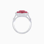 Load image into Gallery viewer, Art Deco Inspired Round Cut Starburst Double Halo Ring - Shahin Jewelry