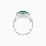 Load image into Gallery viewer, Art Deco Inspired Round Cut Starburst Double Halo Ring - Shahin Jewelry