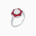 Load image into Gallery viewer, Art Deco Inspired Round Cut Starburst Double Halo Ring - Shahin Jewelry