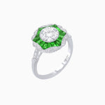 Load image into Gallery viewer, Art Deco Inspired Round Cut Starburst Double Halo Ring - Shahin Jewelry