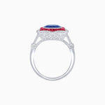 Load image into Gallery viewer, Art Deco Inspired Round Cut Starburst Double Halo Ring - Shahin Jewelry