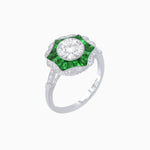 Load image into Gallery viewer, Art Deco Inspired Round Cut Starburst Double Halo Ring - Shahin Jewelry