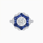Load image into Gallery viewer, Art Deco Inspired Round Cut Starburst Double Halo Ring - Shahin Jewelry