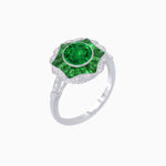 Load image into Gallery viewer, Art Deco Inspired Round Cut Starburst Double Halo Ring - Shahin Jewelry
