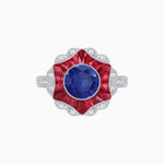 Load image into Gallery viewer, Art Deco Inspired Round Cut Starburst Double Halo Ring - Shahin Jewelry