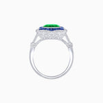 Load image into Gallery viewer, Art Deco Inspired Round Cut Starburst Double Halo Ring - Shahin Jewelry