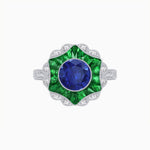 Load image into Gallery viewer, Art Deco Inspired Round Cut Starburst Double Halo Ring - Shahin Jewelry