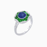Load image into Gallery viewer, Art Deco Inspired Round Cut Starburst Double Halo Ring - Shahin Jewelry
