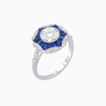 Load image into Gallery viewer, Art Deco Inspired Round Cut Starburst Double Halo Ring - Shahin Jewelry