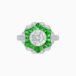 Load image into Gallery viewer, Art Deco Inspired Round Cut Starburst Double Halo Ring - Shahin Jewelry