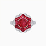 Load image into Gallery viewer, Art Deco Inspired Round Cut Starburst Double Halo Ring - Shahin Jewelry