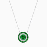 Load image into Gallery viewer, Art Deco Inspired Round Double Halo Necklace - Shahin Jewelry