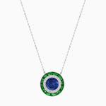 Load image into Gallery viewer, Art Deco Inspired Round Double Halo Necklace - Shahin Jewelry